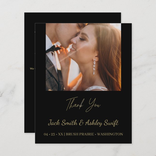 Casamento de Foto Elegante Obrigado (Frente/Verso)