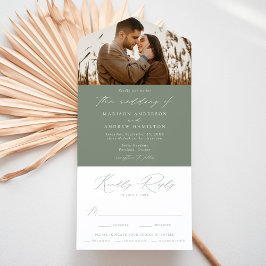 Casamento de Foto em Verde Sage Moderno e Elegante