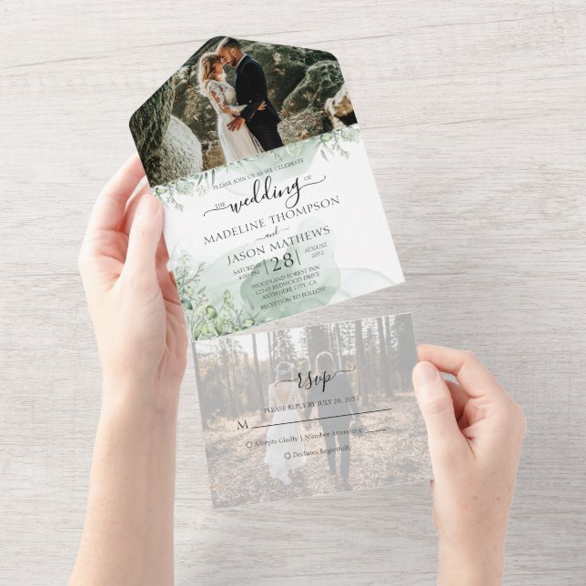 Casamento de Foto Eucalyptus, Verde Botânico Flora (Aba destacável)