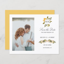 Casamento de Foto Floral Amarelo Monograma SALVAR