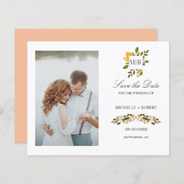 Casamento de Foto Floral Amarelo Monograma SALVAR