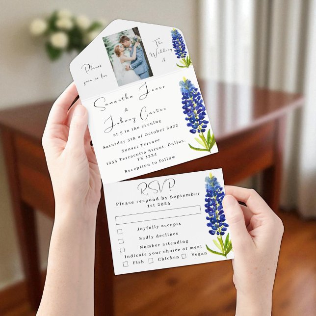 Casamento de Foto Floral Azul do Texas (Criador carregado)
