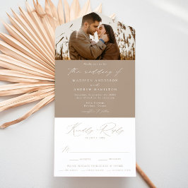 Casamento de Foto Marrom Elegante Moderno