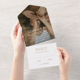 Casamento de Foto Moderna Ouro Simples