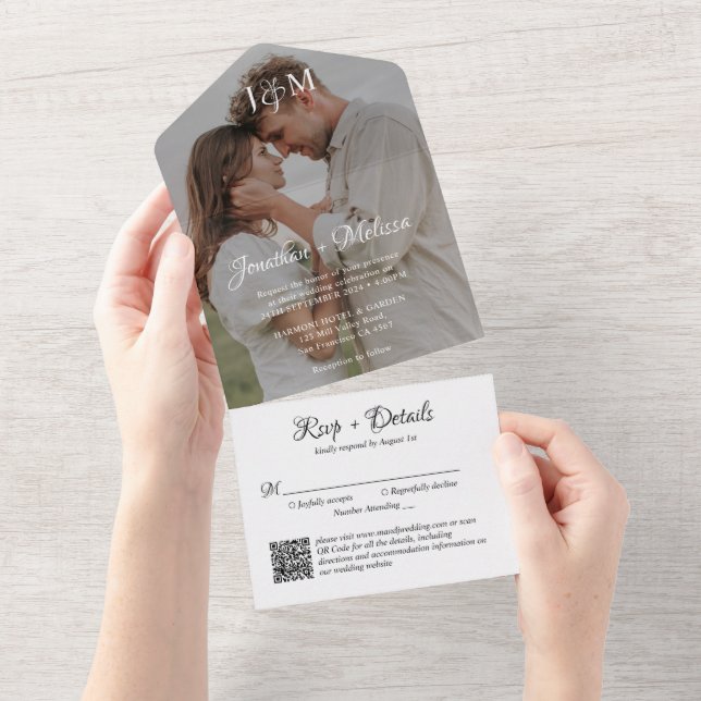 Casamento de Foto Monograma com Script de Na moda  (Tearaway)