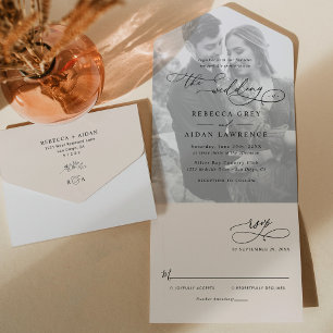 Casamento de Foto Neutro Mínimo de Boho Blush