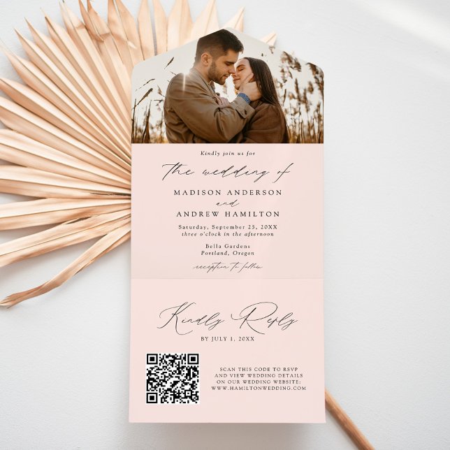 Casamento de Foto Rosa Elegante Moderno (Criador carregado)