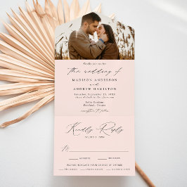 Casamento de Foto Rosa Elegante Moderno