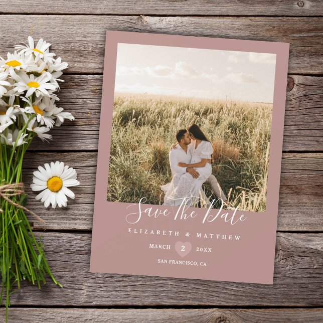 Casamento De Foto Rosa Elegante Russo Salva A Data (Criador carregado)