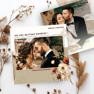 Casamento de Foto Rustic Boho Salve a data Convite