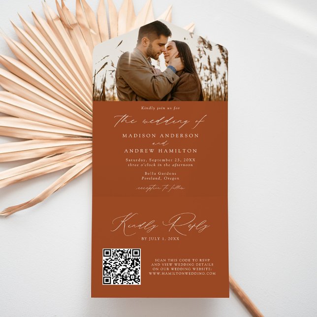 Casamento de Foto Terracota Moderna e Elegante (Criador carregado)