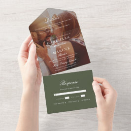 Casamento de Foto Verde Chic