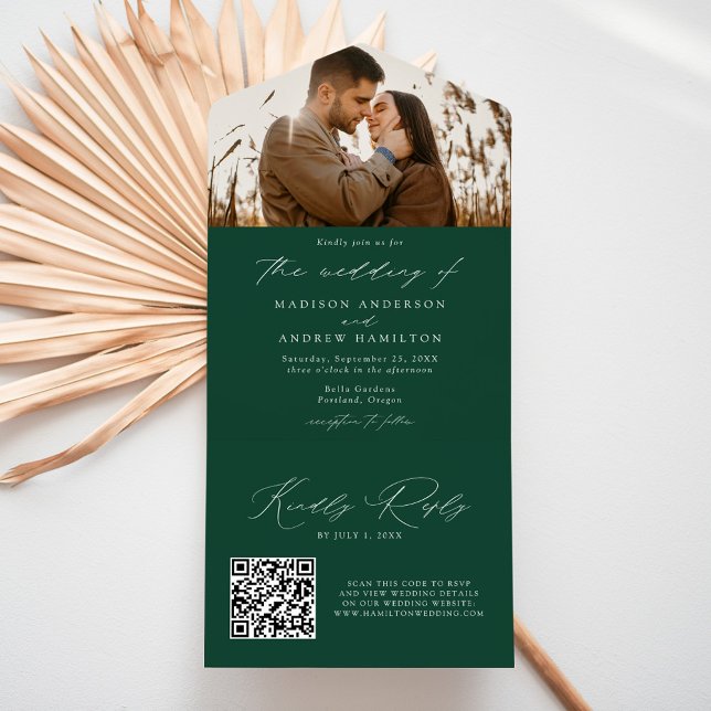 Casamento de Foto Verde Elegante Moderno (Criador carregado)