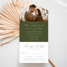 Casamento de Foto Verde Oliva Elegante Moderno