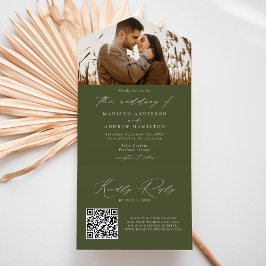 Casamento de Foto Verde Oliva Elegante Moderno