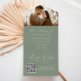 Casamento de Foto Verde Sage Moderno e Elegante