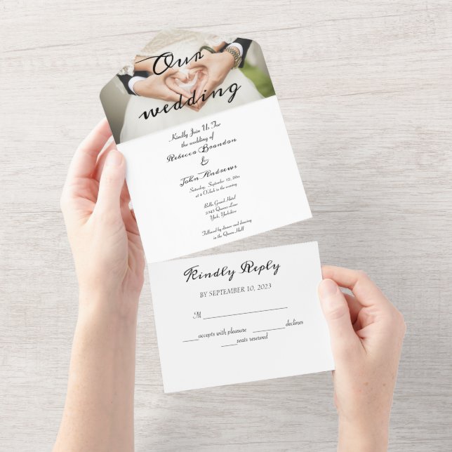 Casamento de Fotografia de Calligrafia Elegante (Aba destacável)