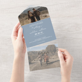 Casamento de Fotografia de Trendy Azul com Simples