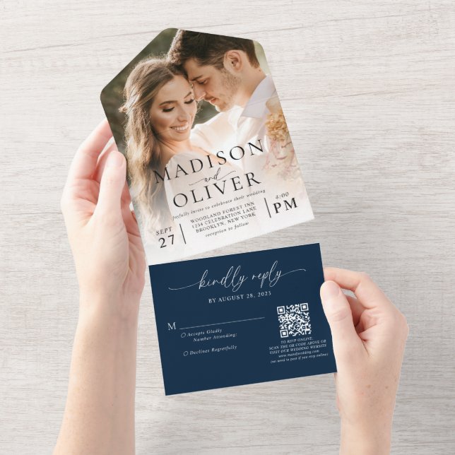 Casamento de Fotografia do Código QR Clássico Eleg (Aba destacável)