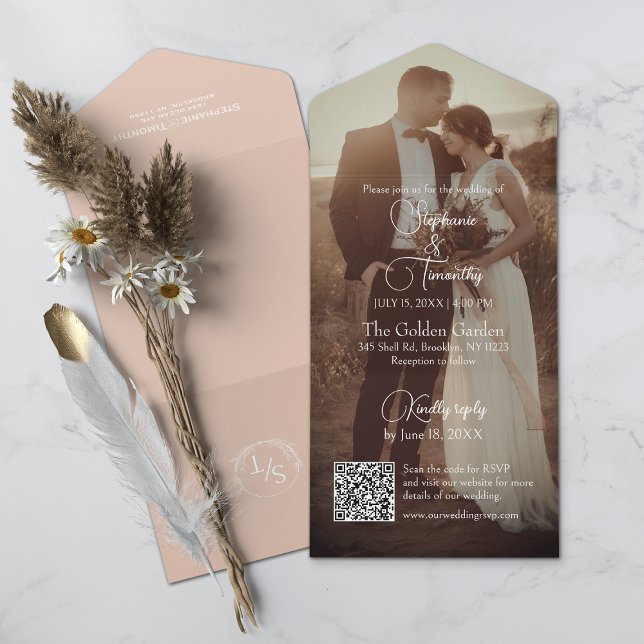 Casamento de Fotografia do Código QR de Pessegueir (All-in-one wedding invitation with QR code to RSVP - Simplify and save time for you and your guests.)