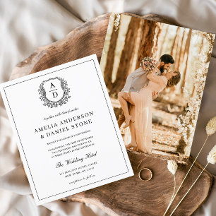 Casamento de Fotografia do Formal Leafy Crest Mono