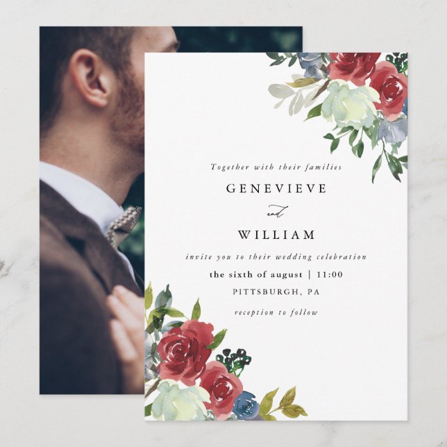 Casamento de Fotografias com Buquê Floral de Lush  (Frente/Verso)