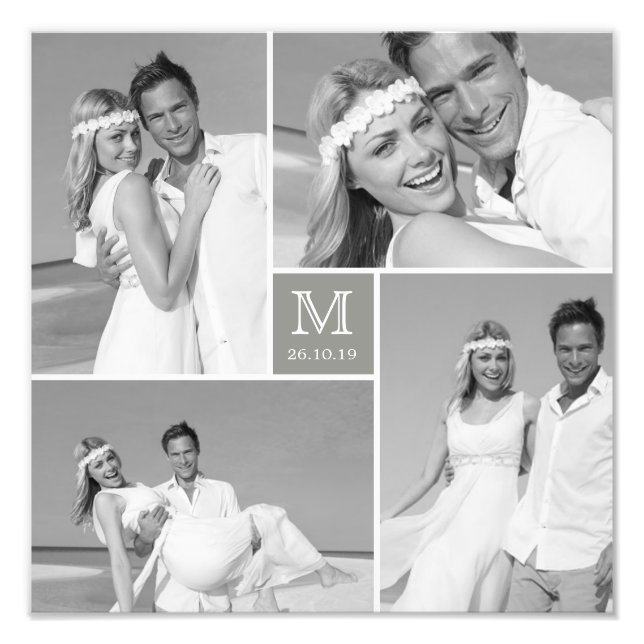 Casamento de Fotografias da na moda Grid Cinza Squ (Frente)