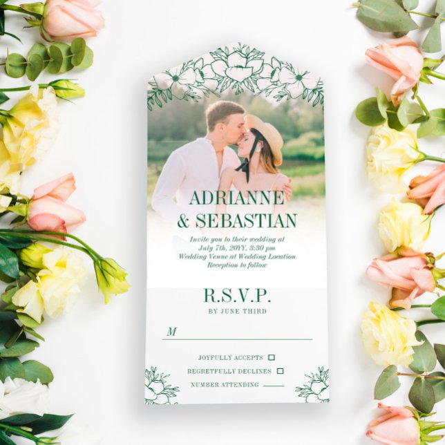 Casamento de Fotografias de Linha Floral Verde Pro (Criador carregado)
