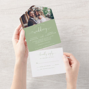 Casamento de Fotografias de Script Elegante Verde