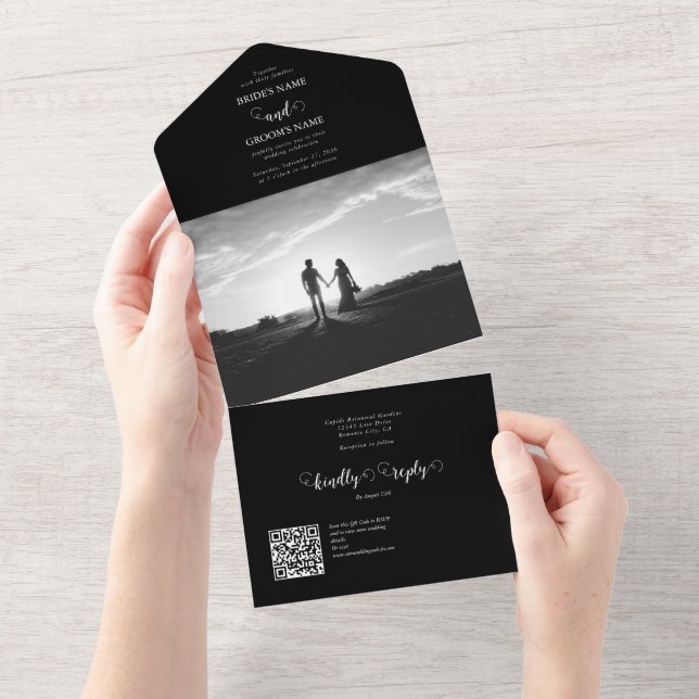 Casamento de Fotografias do Casal de Script Branco (Aba destacável)