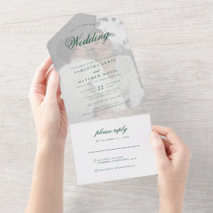 Casamento de Fotografias do Script Verde Elegante