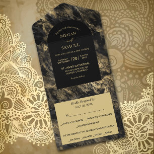 Casamento de Fotografias Douradas de Mármore Preto