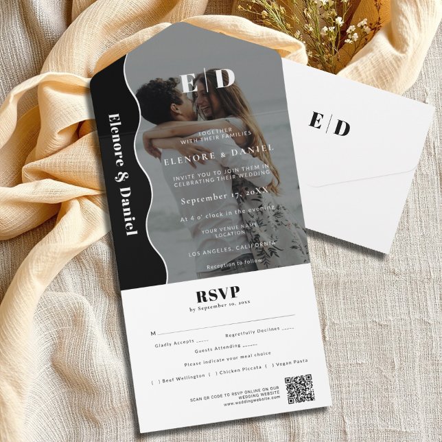 Casamento de Fotografias RSVP de Código QR de Onda (Criador carregado)
