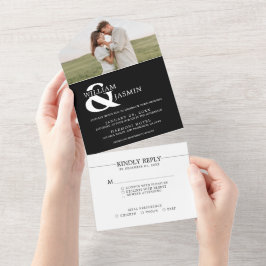 Casamento de Fotos Branca e Preto Elegante Moderno
