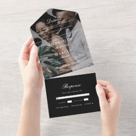 Casamento de Fotos Branco e Preto Elegante
