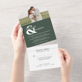 Casamento de Fotos Branco e Verde Escuro Moderno e