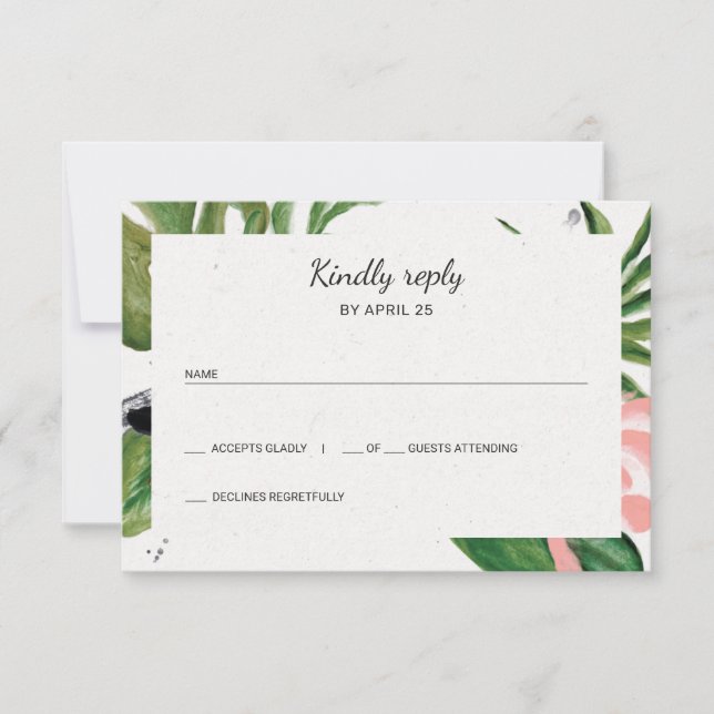 Casamento de fotos de flores tropicais RSVP (Frente)