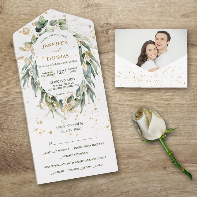 Casamento de Fotos Eucalyptus Verde Dourado (Criador carregado)