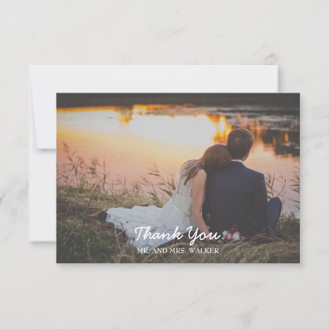 Casamento de Fotos Floral Verde / Cartões de agrad (Frente)