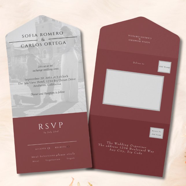 Casamento de Fotos Moderna Burgundy (Criador carregado)