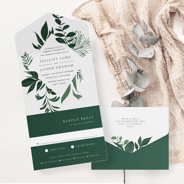 Casamento de Frame Botânico Verde Florestal Selvag (Criador carregado)