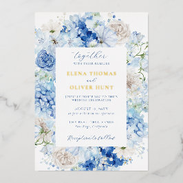 Casamento de Frame Floral Azul Elegante