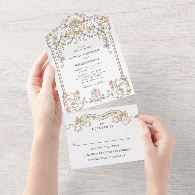 Casamento de Frame Floral, Ornamentado Vitoriano G (Aba destacável)