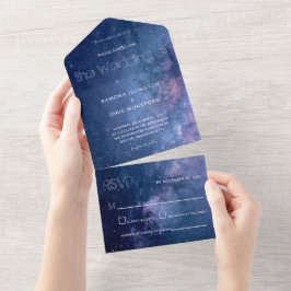Casamento de Galáxias Azul e Roxo Escuro