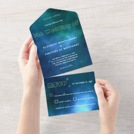 Casamento de Galáxias Azul Escuro e Verde