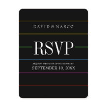 Casamento de Gay RSVP de Cores do Orgulho Pinstrip