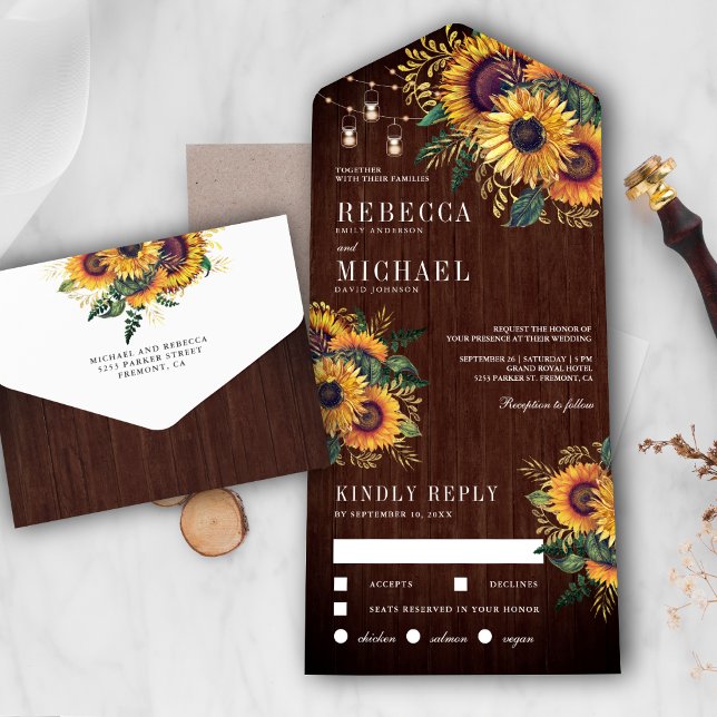 Casamento de Girassóis Boho em Madeira de Celeiro  (Criador carregado)