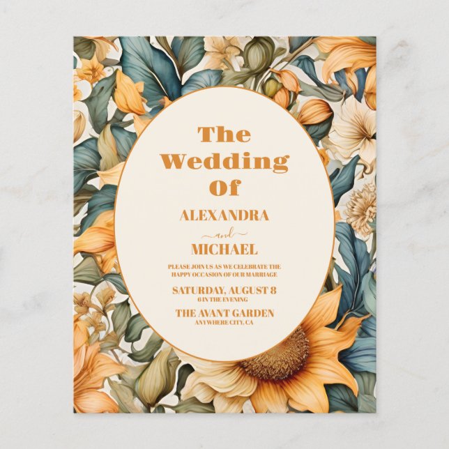 Casamento de Girassol com Aquarela Orçamental (Frente)