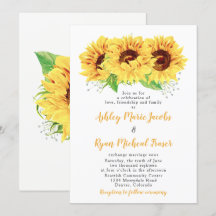 Casamento de Girassol Convite Aquarela Floral