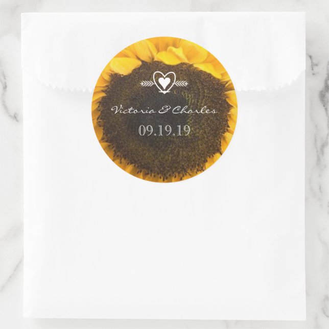 Casamento de Girassol Salve os Adesivos de Data (Bolsa)
